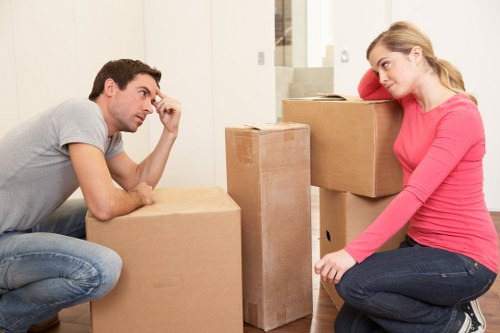 Business move logistics with boxes, labels, and office furniture in Tufnell Park