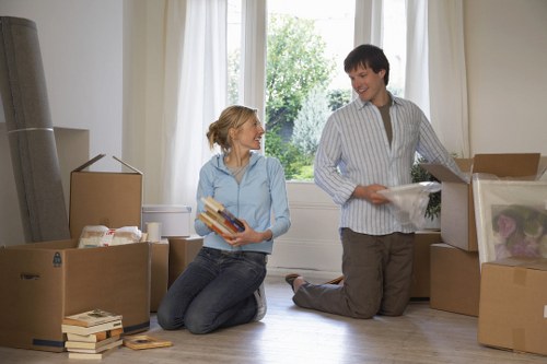 Trained moving staff handling furniture with care